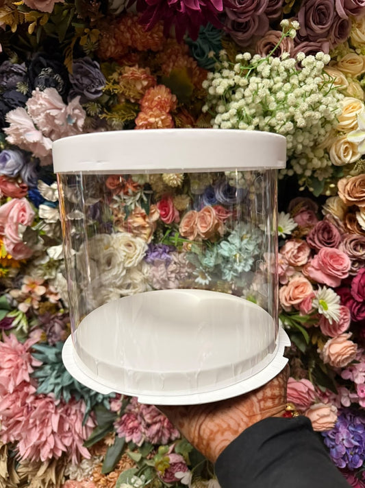 Round Pinata Cake Box with Transparent Window - Clear Cylinder Box with White Lid and Base