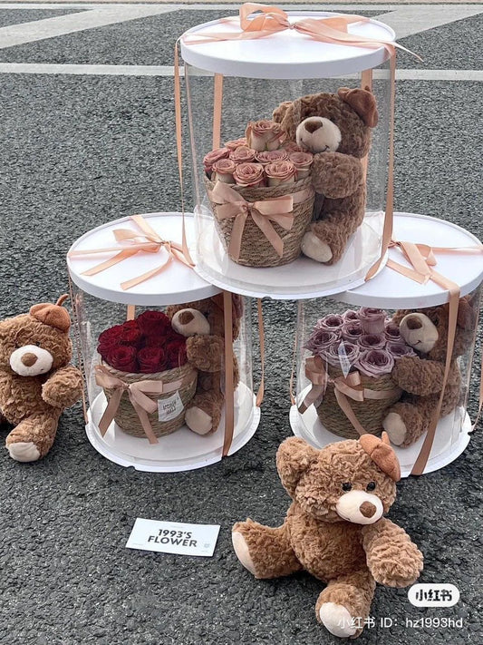 Round Pinata Cake Box with Transparent Window - Clear Cylinder Box with White Lid and Base