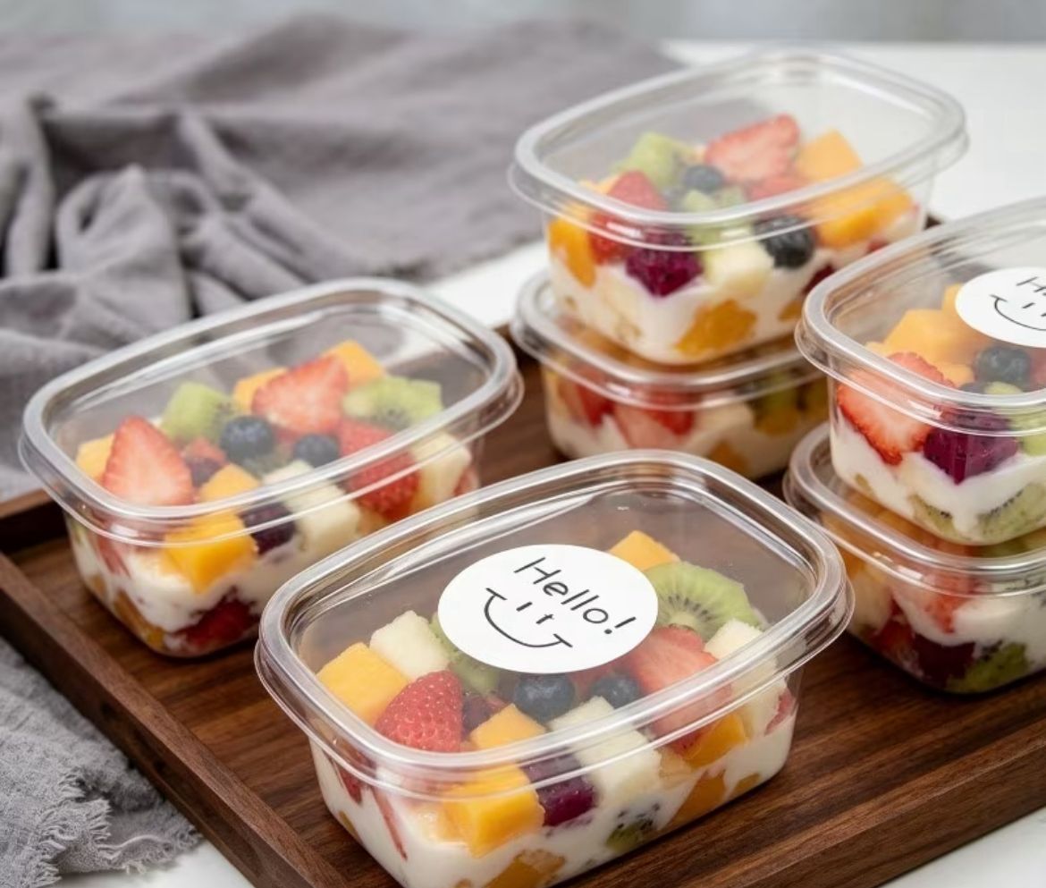 PVC Rectangular Tub with Lid - 300 ml Transparent Food Container