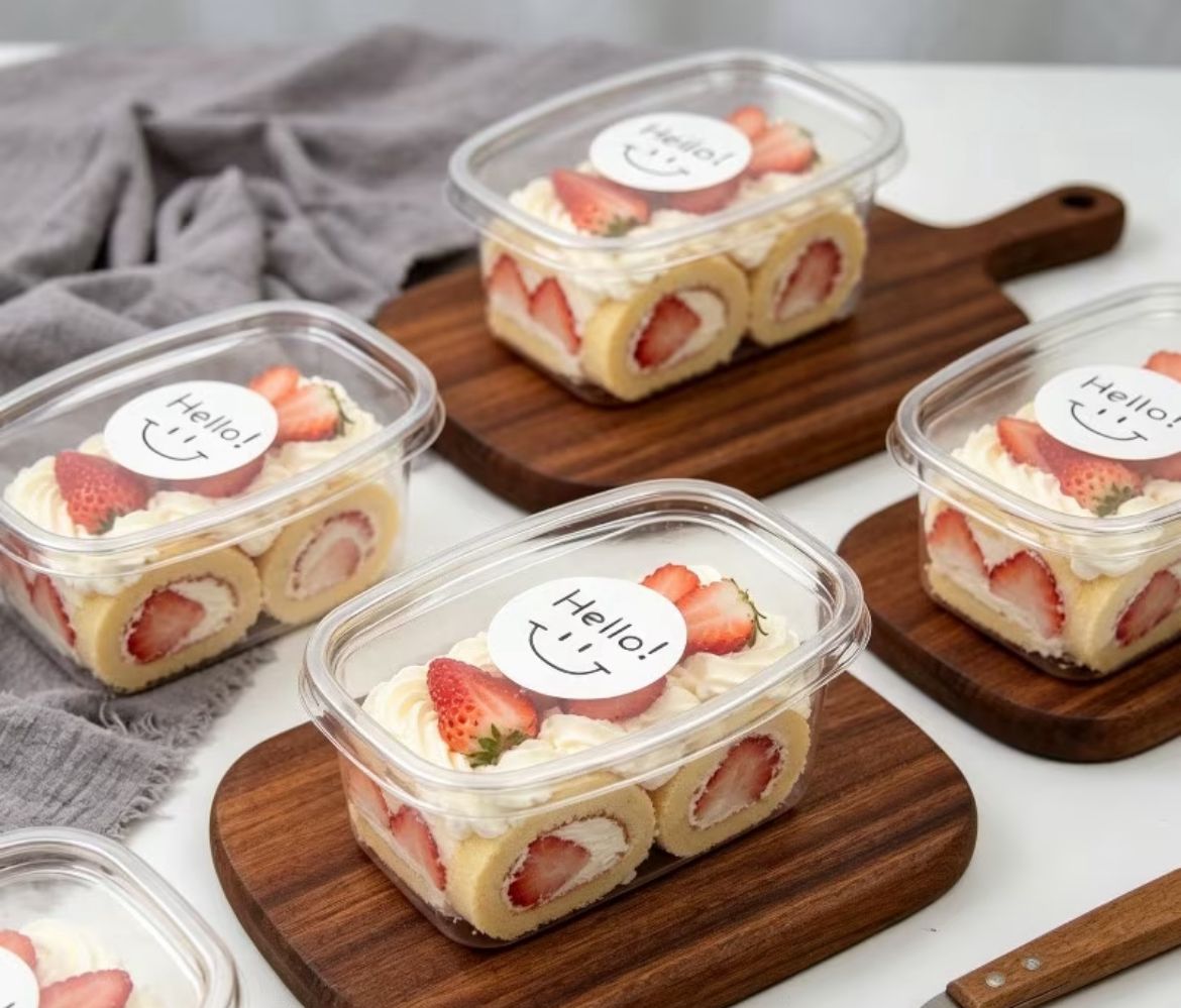 PVC Rectangular Tub with Lid - 300 ml Transparent Food Container