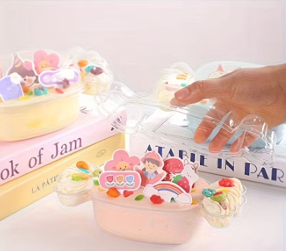Candy Shape PVC Tub with Lid - Transparent Toffee Shaped Gift and Dessert Box