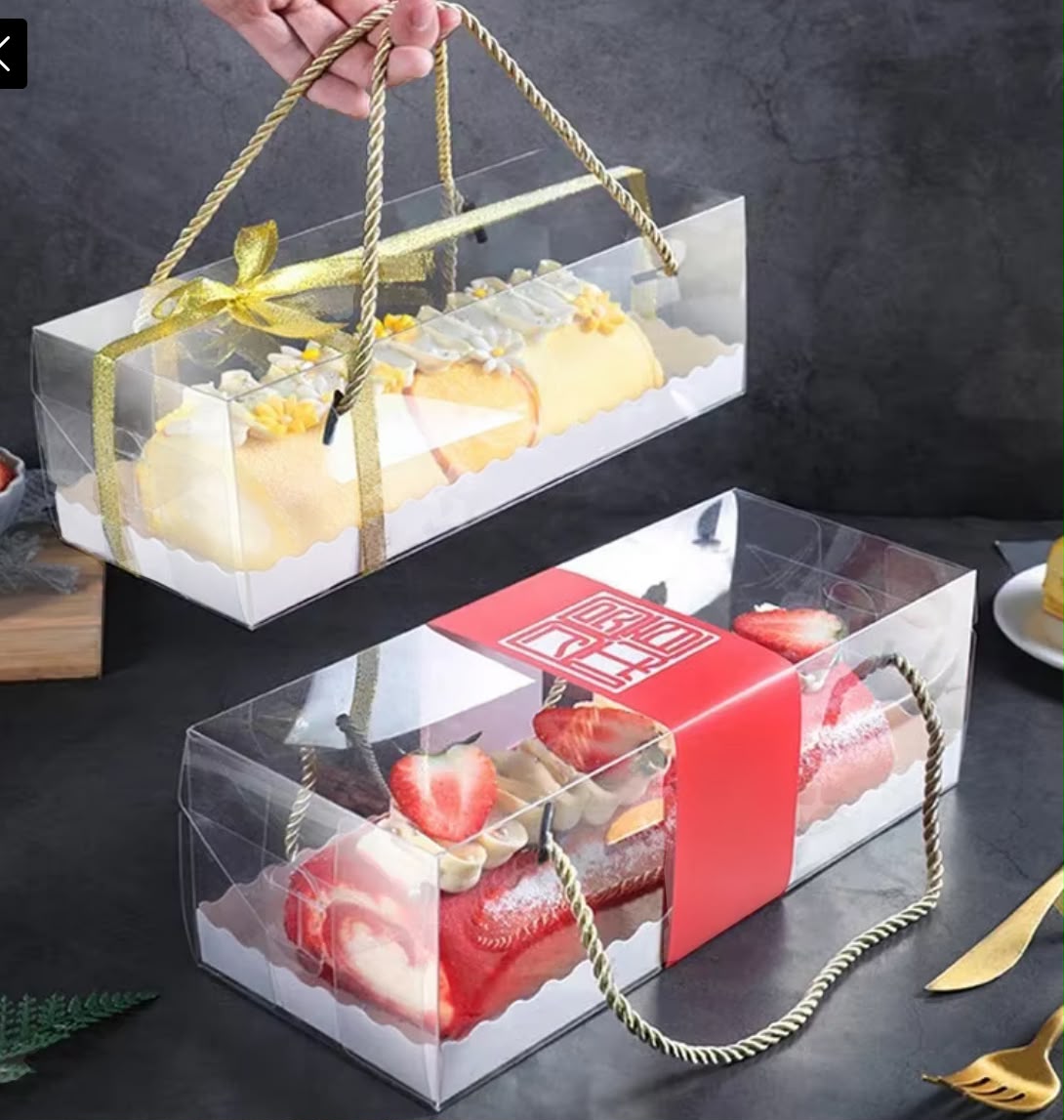 Long PVC Hanging Box for Four Jar with Handle - 11 x 4 x 4.4 inch (Clear Jar Hamper Box)